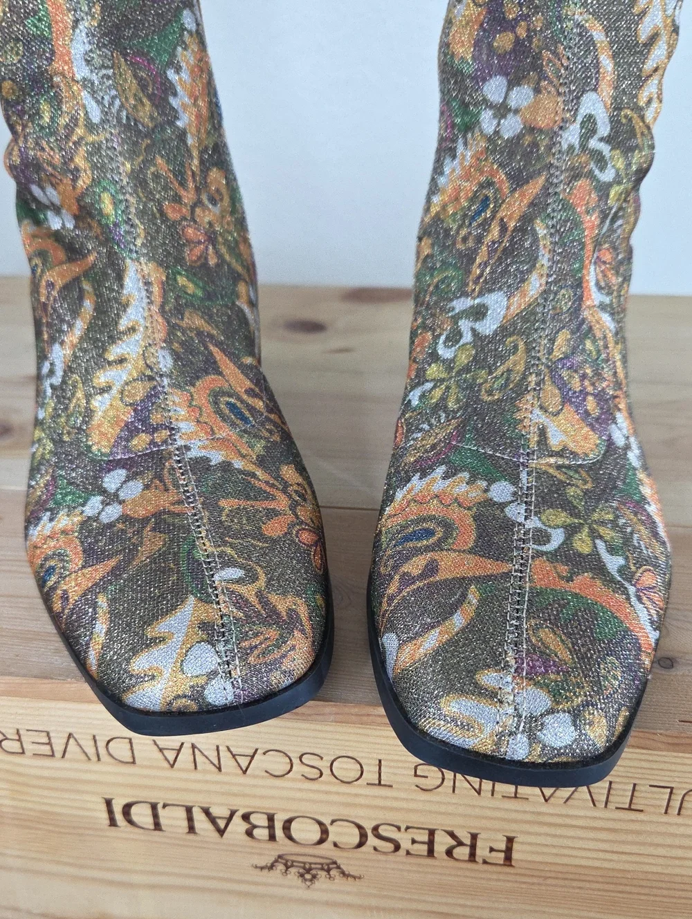 CHELSEA&VIOLET ZAYLA Floral Leaf Metallic Knee High Women's 7MBoot Multi-Color